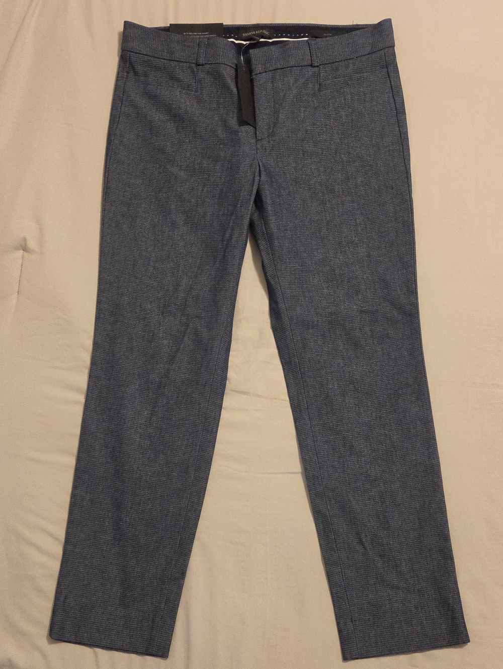 Banana Republic Heathered Navy Textured Dress Pants